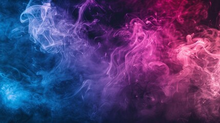 Fototapeta na wymiar Colorful neon smoke clouds dancing in the air on dark background