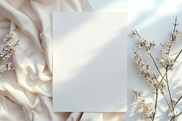Elegant minimal flowers vector design solid hue background with central white void  - Powered by Adobe