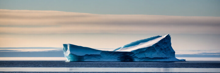 Antarctic landscape with icebergs and ice floes - obrazy, fototapety, plakaty