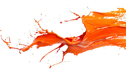 Orange paint splashes isolated on a transparent background, PNG, Ai
