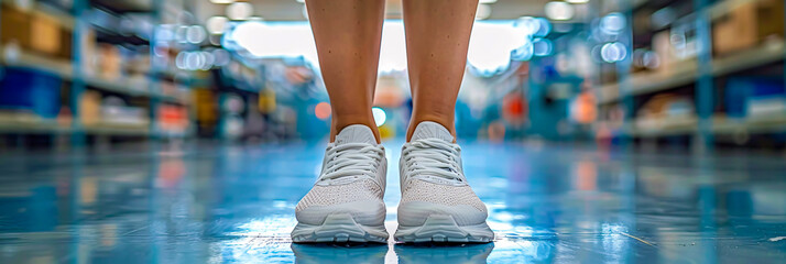 Active Lifestyle Captured, Close-up of Sporty Sneakers During Outdoor Exercise