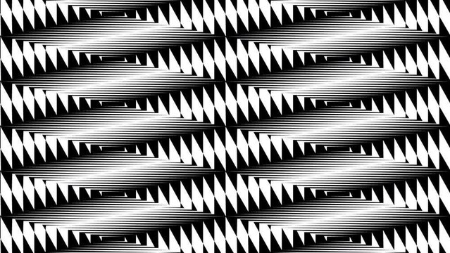 Abstract creative black and white geometric shape pattern motion background. Video animation Ultra HD 4k footage.