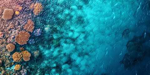 Vibrant Coral Reef Aerial View - Pristine Marine Biodiversity Ecosystem