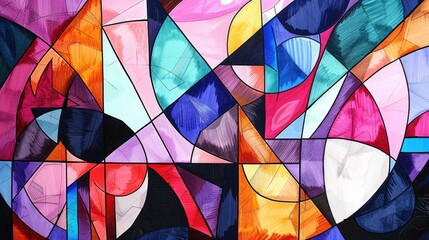 Abstract Art created with copic markers showcasing geometric shapes - obrazy, fototapety, plakaty