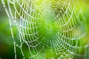 Dew-Kissed Spider Web Shimmering in Soft Morning Light