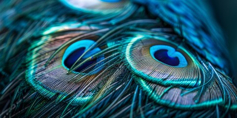 Vibrant Peacock Feathers Close-Up Detail Texture