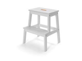 Modern step stool -Wood ladder isolated on white background, including clipping path