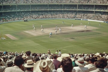 Exciting Cricket Match at the Stadium with Enthusiastic Spectators