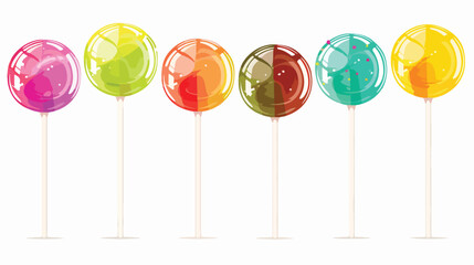 Tasty colorful lollipops on white background Vector illustration
