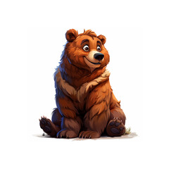 Brown Bear Sitting on Top of White Floor. Generative AI