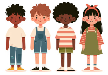 Cute kids cartoon characters vector set.