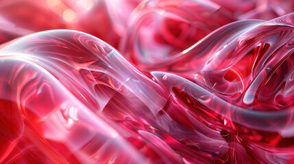 Abstract Red Crystal Facets with Brilliant Light Flares.Generative AI