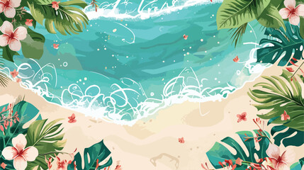 Fototapeta na wymiar Summer sale beach from above hand drawn vector illustration