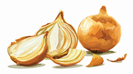 Tasty grilled onion piece on white background Vector