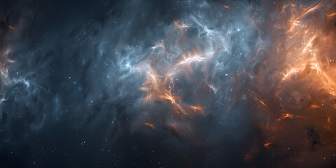 Digital winds carrying virtual particles of information. A realistic portrayal of a space nebula with vibrant colors. 

