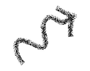 Hand drawn simple arrow drawn with wax crayon, chalk or charcoal. Uneven dry texture for underlining highlighting. Pencil drawn lines, strikethrough, grungy vector isolated on white