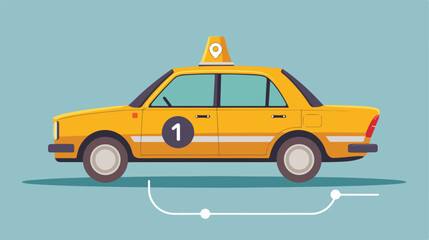 Taxi car with location symbol - isolated vector illustration