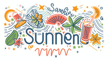 Text line composition of Summer.Vector summer poster