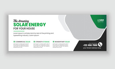 Electric power solar panel social media facebook cover design template