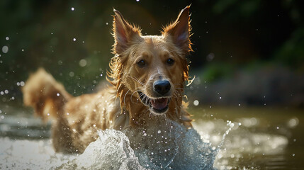Dogs have fun playing in the water.