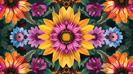 The kaleidoscope of flowers artwork for scarffabrics
