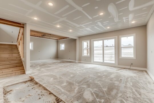 Rustic charm in an unfinished basement with wood frames and essential insulation