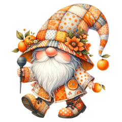 Garden Gnome with Oranges Illustration.