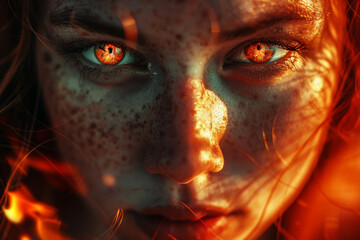 Obraz premium Generated with AI image of abstract two beautiful girls looking each other