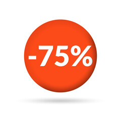 75% price off sticker, badge or label set. 75 percent sale. Discount tag or icon design. Vector illustration.