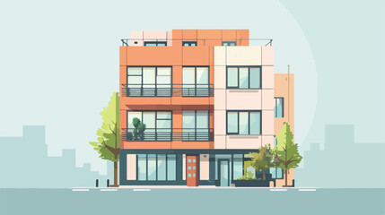 Urban architecture - small town house two story build - obrazy, fototapety, plakaty