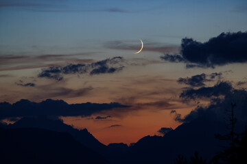Crescent Moon over Inntal, Austrian Alps