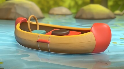 a cartoon canoe in water