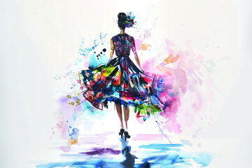 Fashion illustrations watercolor chic on the runway