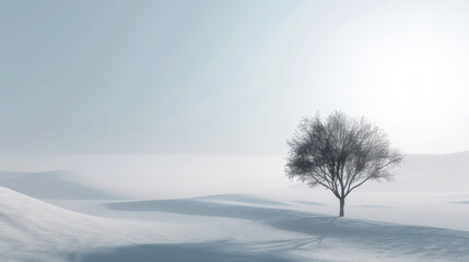 minimal desert foggy dreamscape 3d render