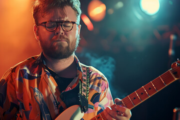 Obraz premium Crazy rockers at rock concert in night club heavy metal performance rock and roll lifestyle Generative AI