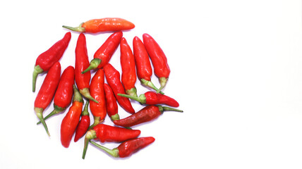 Hot Red Chili Indonesian cayenne pepper on white background