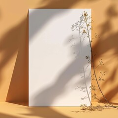 Blank canvas surrounded by cherry blossoms and their shadows on an orange background