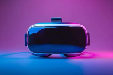 Virtual reality helmet glasses in neon light