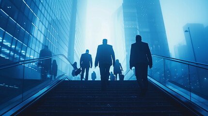Businessmen walking along the corridor of an office building ai generative
