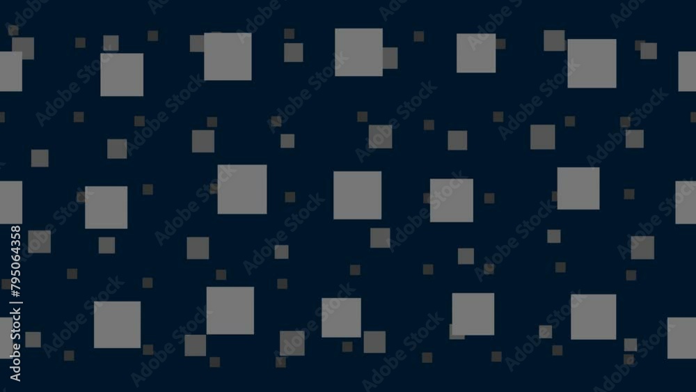 Poster rectangles float horizontally from left to right. parallax fly effect. floating symbols are located 
