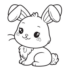 Cute bunny rabbit outline sketch vector illustration cartoon with white background