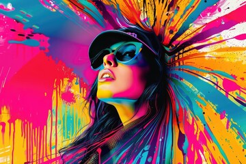 Capture the essence of futuristic fashion trends against dreamlike surrealist backdrops Showcase avant-garde designs with dramatic, unexpected camera angles for a mesmerizing, edgy appeal - obrazy, fototapety, plakaty