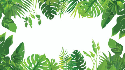 Vector Tropical greenery foliage card design white 