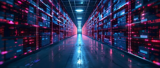 Obraz premium Efficient warehouse system with IoT devices for data flow and predictive maintenance. Concept Warehouse Management, IoT Devices, Data Flow, Predictive Maintenance, Efficient System