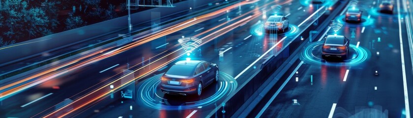 Autonomous cars driving on a smart highway with traffic information system