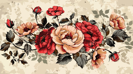 Vintage old style barocco flowers artwork for fabrics