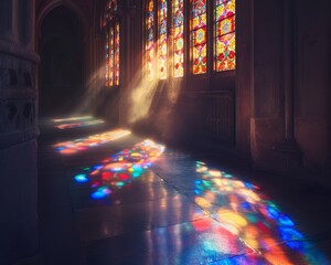 Stained glass windows in a church