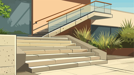 View of modern stairs outdoors Vector illustration. vector