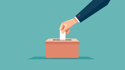 Vote ballot box. A hand putting a vote into the box.