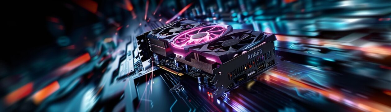 High-end gaming graphics card with dynamic lighting effects